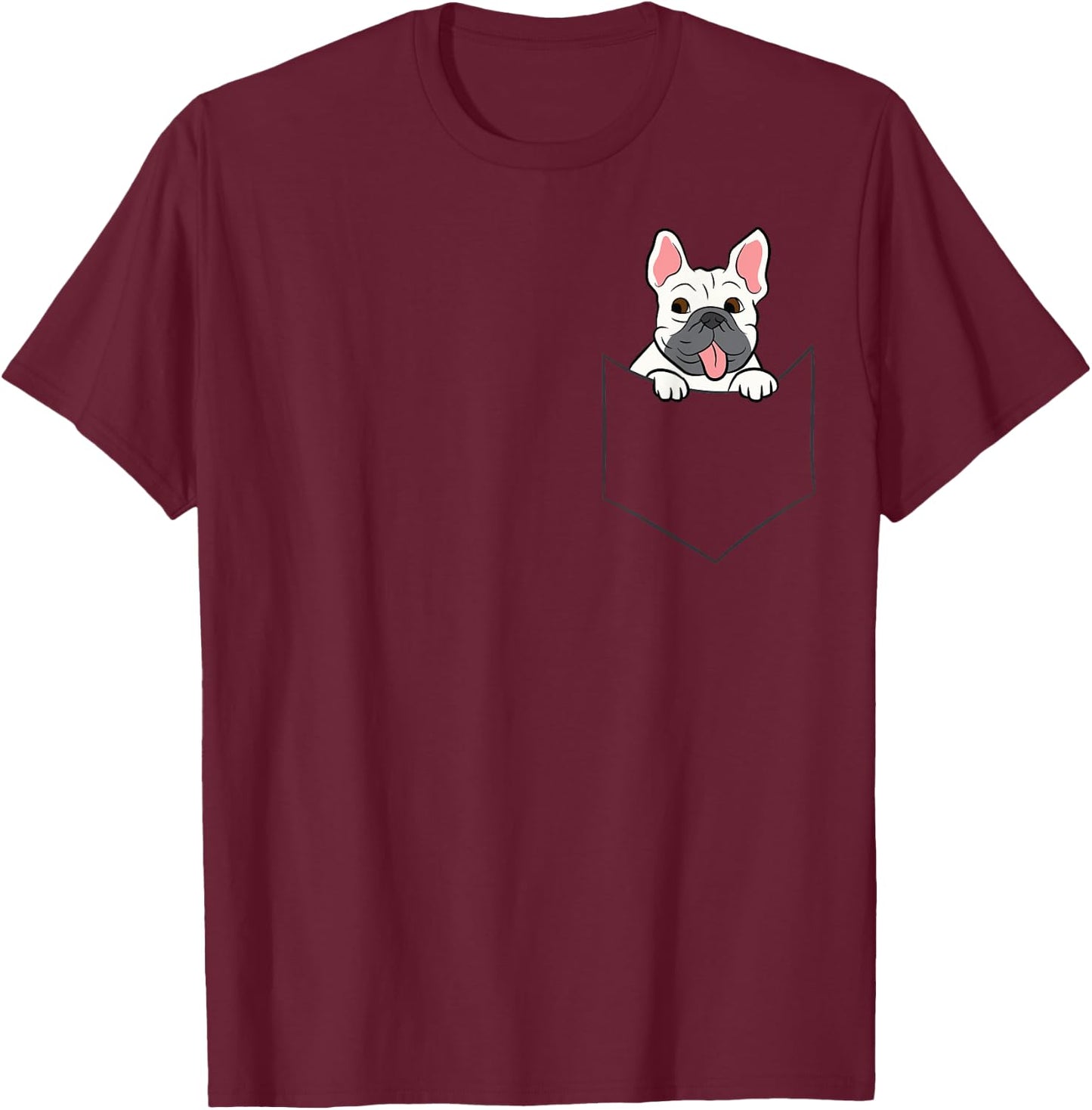 French Bulldog In A Pocket Cute Pocket French Bulldog T-Shirt - T-Shirt | Maroon