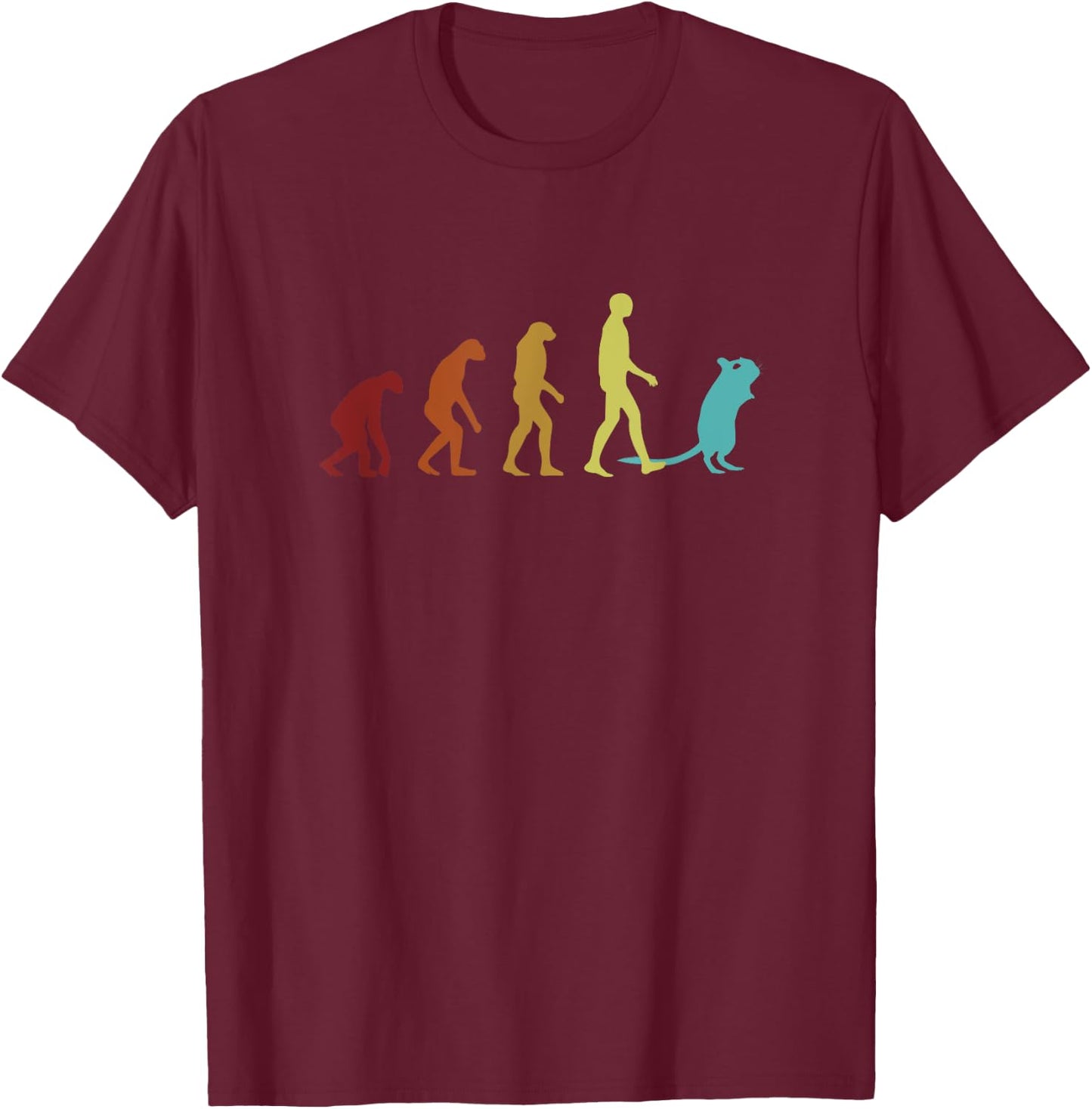 Degu Evolution Rodent Octodon Hystricomorpha Common Degu T-Shirt - T-Shirt | Maroon