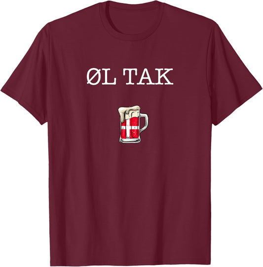 Ol tak, Denmark Beer bitte Danish T-Shirt - T-Shirt | Maroon