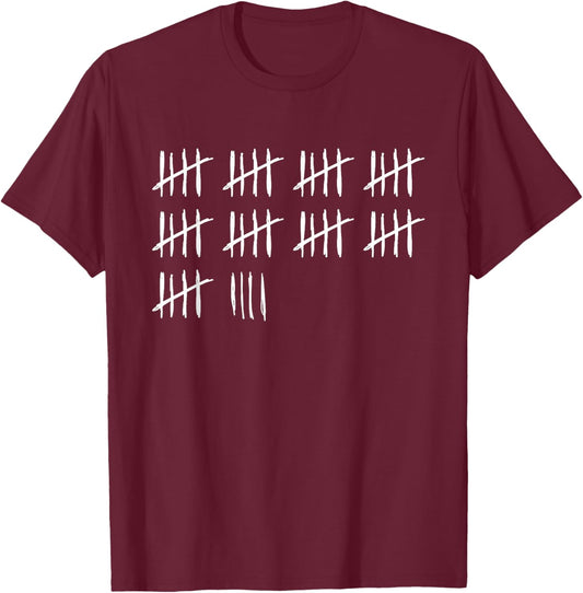 49 Years Done 49th Birthday Old Funny Tally Marks Counting T-Shirt - T-Shirt | Maroon