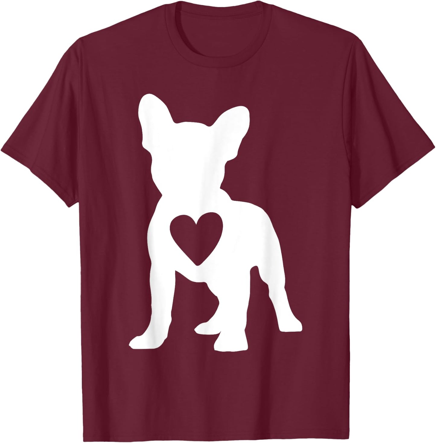 Love Frenchie Dogs Heart French Bulldog Dog Owner Gift Ideas T-Shirt - T-Shirt | Maroon