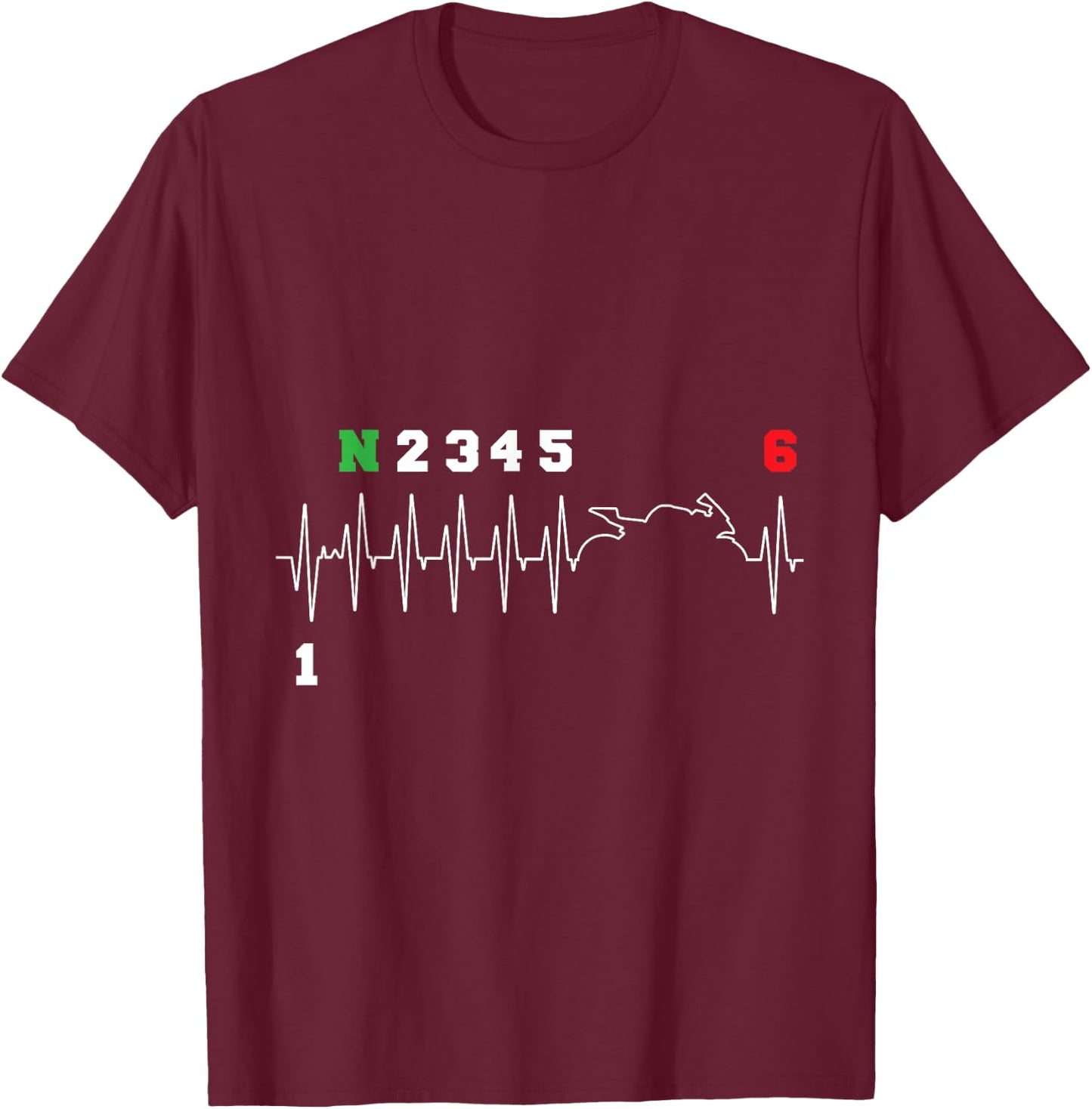 Motorcyclist Heartbeat ECG Motorcycle Bike Gearshift Biker T-Shirt - T-Shirt | Maroon