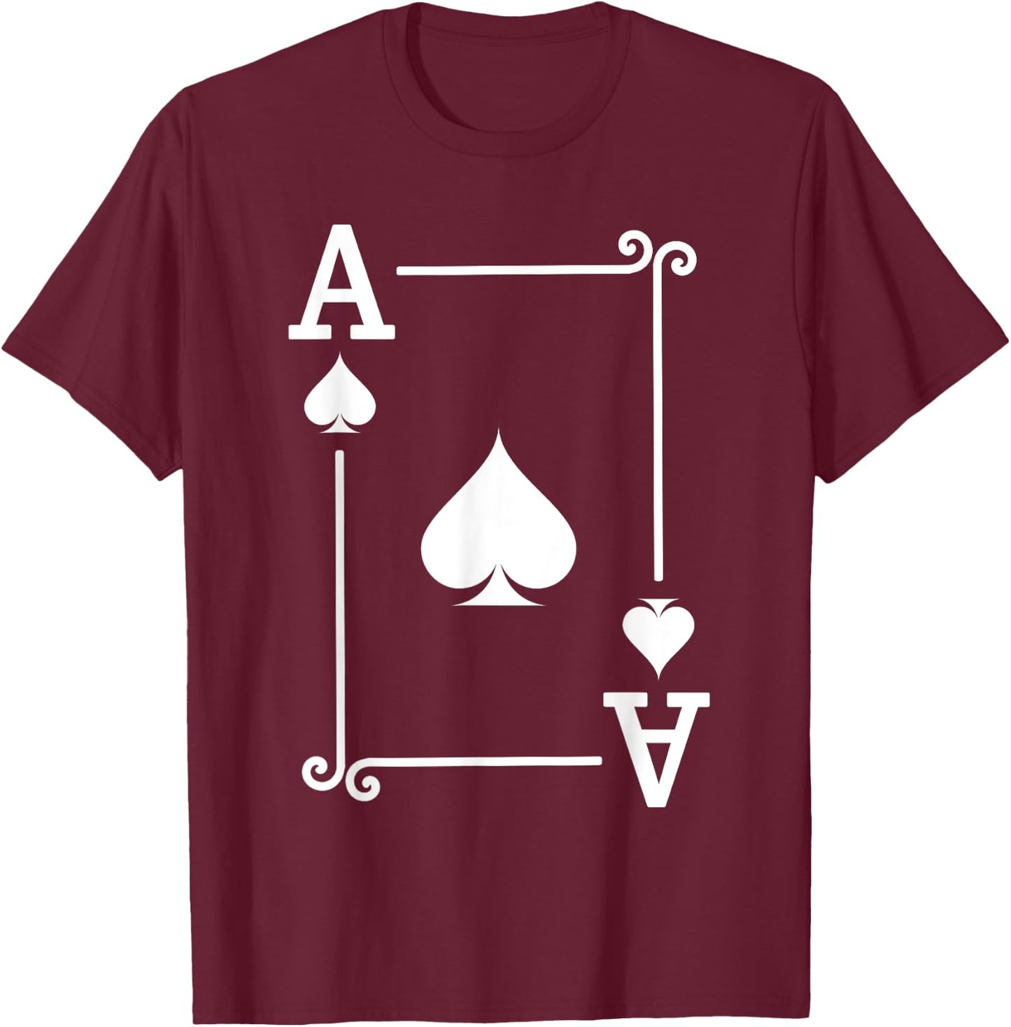 Playing Cards - Matching Spades Card Suits - Ace Card T-Shirt - T-Shirt | Maroon