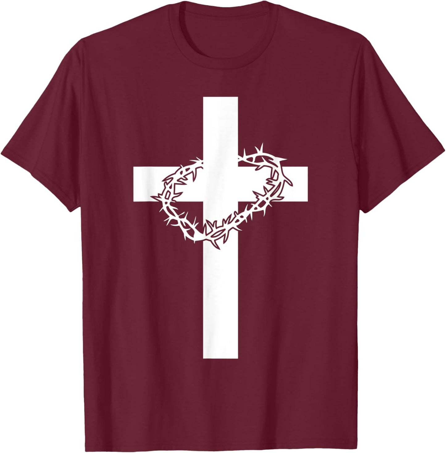 Cross Crown Of Thorns Jesus Christ Martyr Christianity T-Shirt - T-Shirt | Maroon