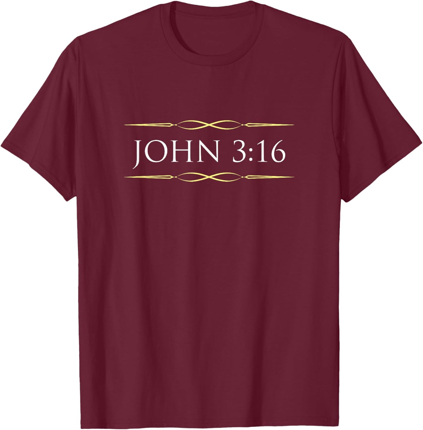 John 3-16, Christian Bible, Classic Text Style T-Shirt - T-Shirt | Maroon