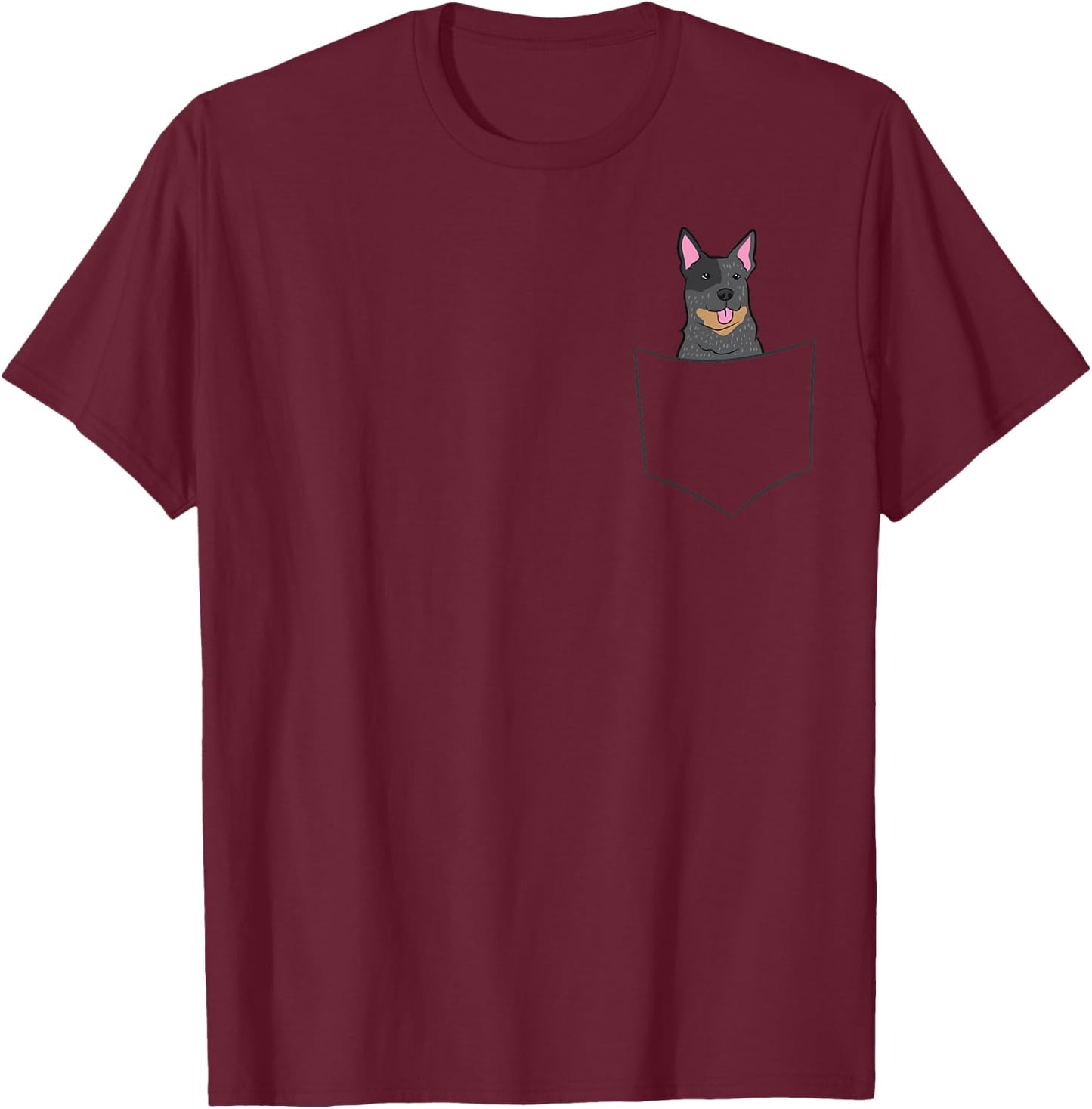 Blue Heeler Dog In The Pocket Australian Cattle Dog Heeler Men Women Girls Kids T-Shirt - T-Shirt | Maroon