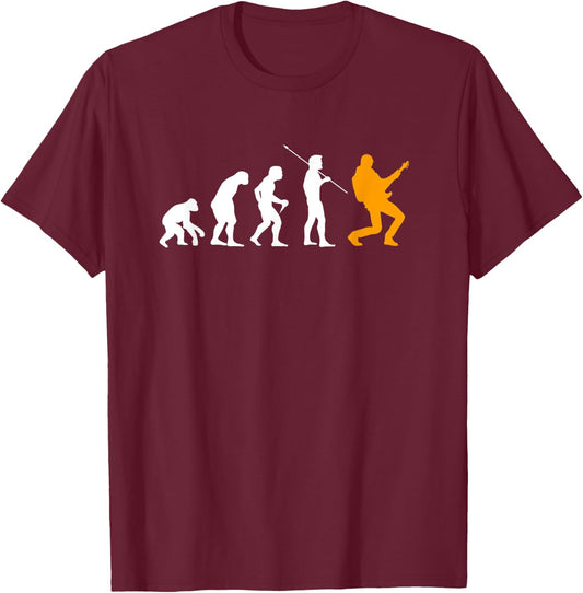 Guitarist Evolution Gift Guitar Musician Women Men T-Shirt - T-Shirt | Maroon