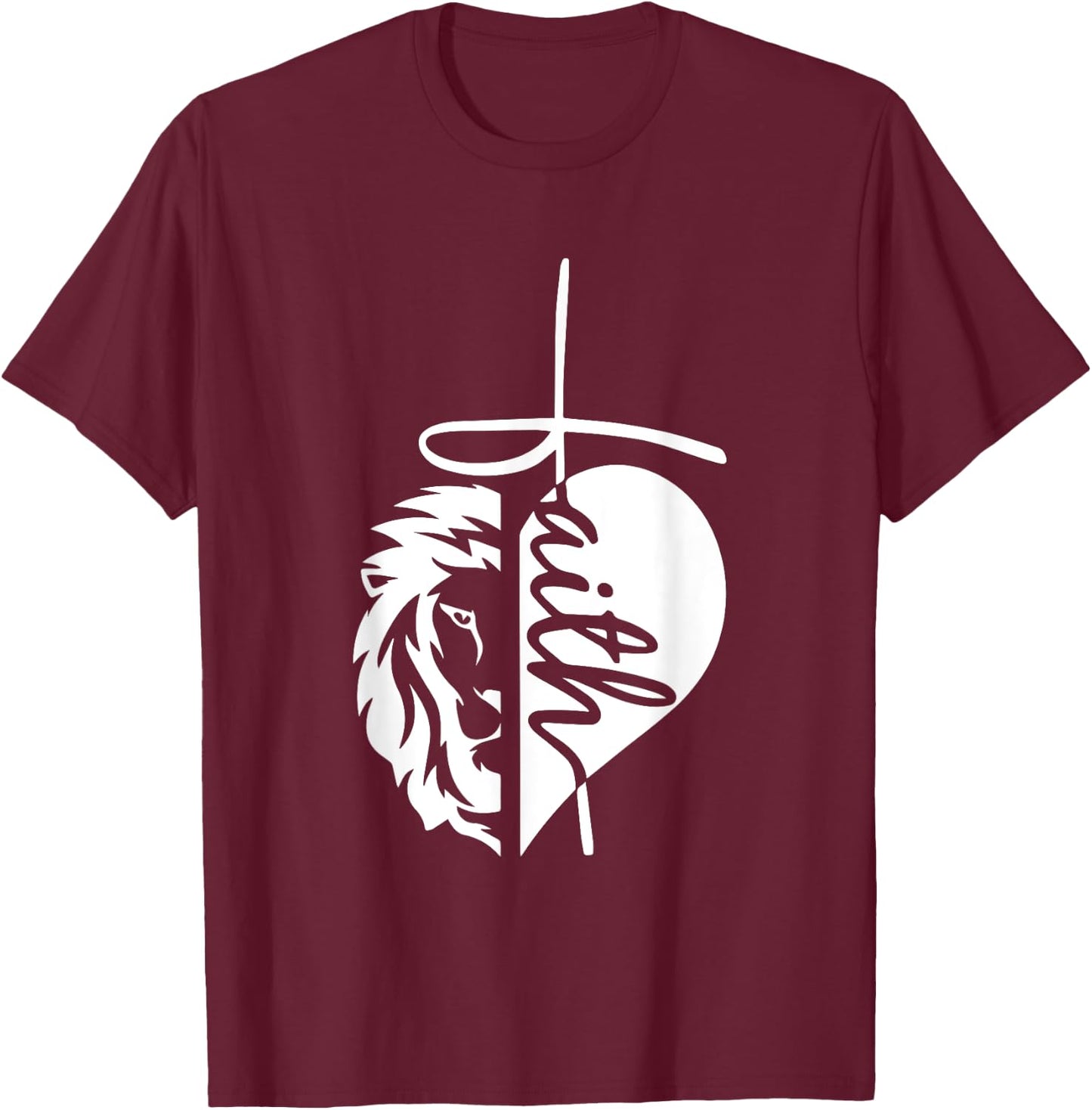 Lion Faith God Jesus Christ Christian Faith Religious T-Shirt - T-Shirt | Maroon