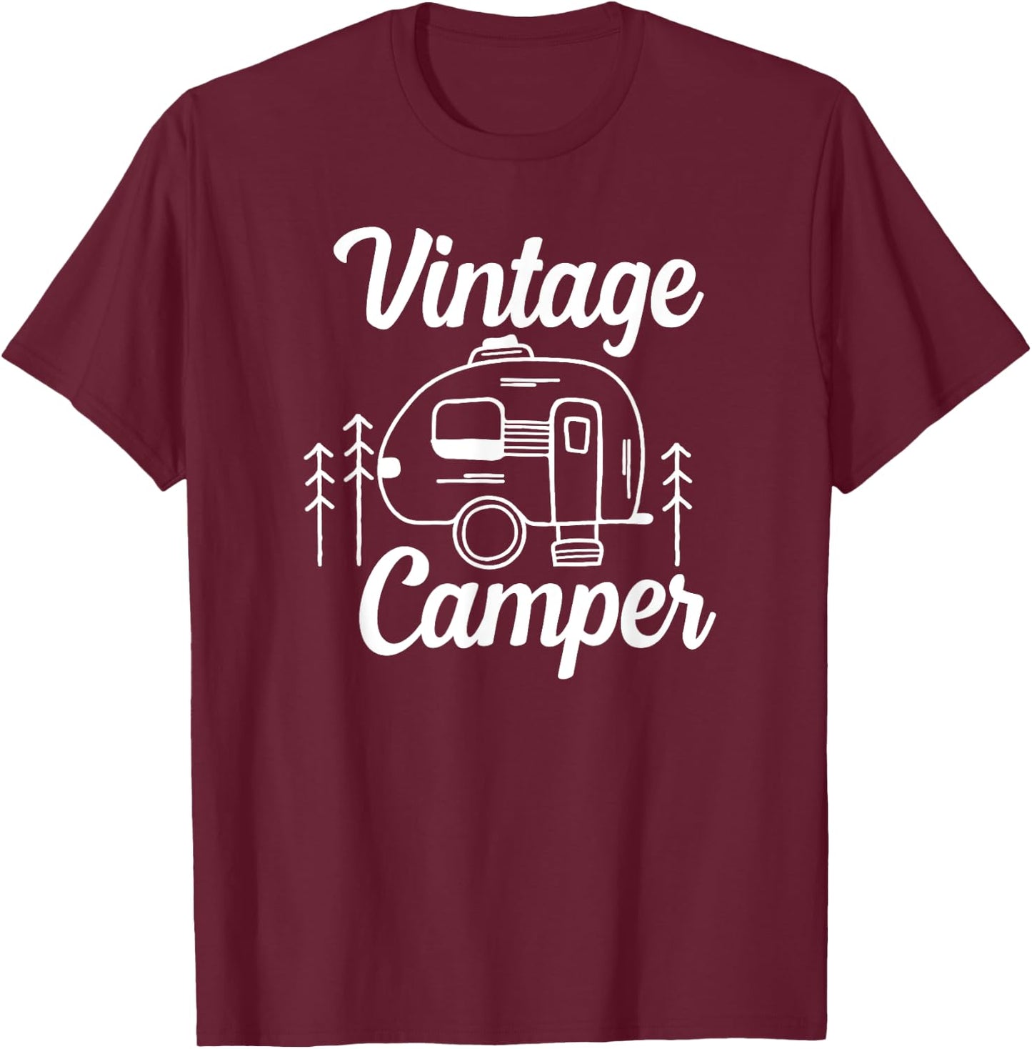 Vintage Camper - Funny Old People Design - Camping Theme T-Shirt - T-Shirt | Maroon