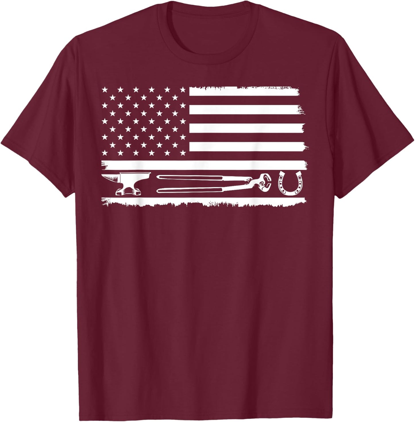 Funny Farrier Gift Cool Farrier Tools American Flag T-Shirt - T-Shirt | Maroon