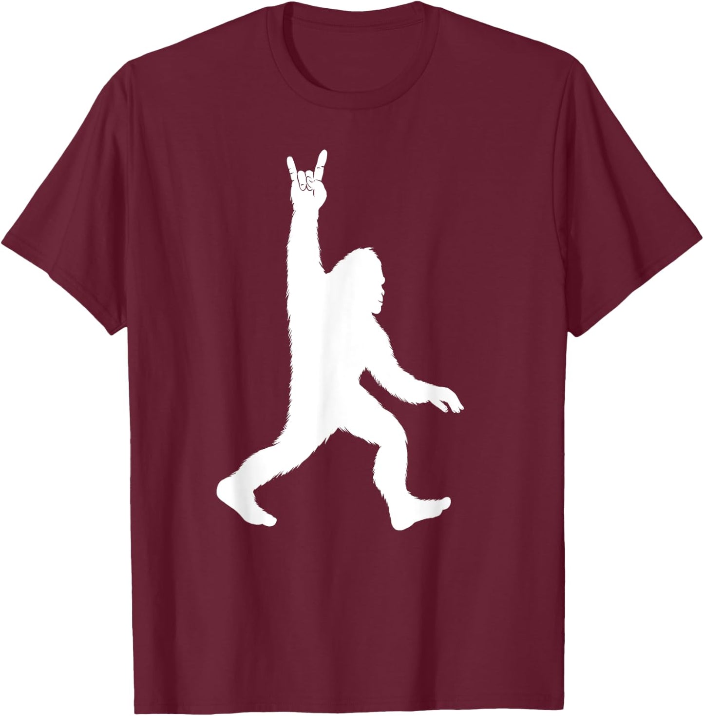 Funny Bigfoot Rock & Roll Sasquatch Believers Gift Men Women T-Shirt - T-Shirt | Maroon
