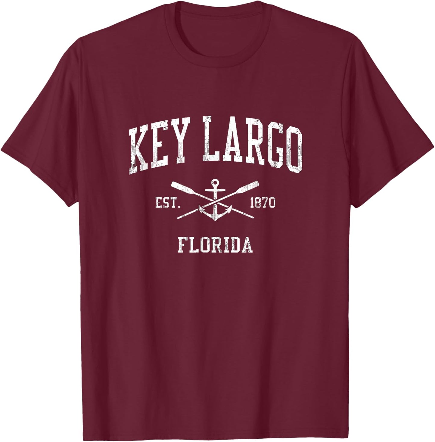Key Largo FL Vintage Crossed Oars & Boat Anchor Sports T-Shirt - T-Shirt | Maroon
