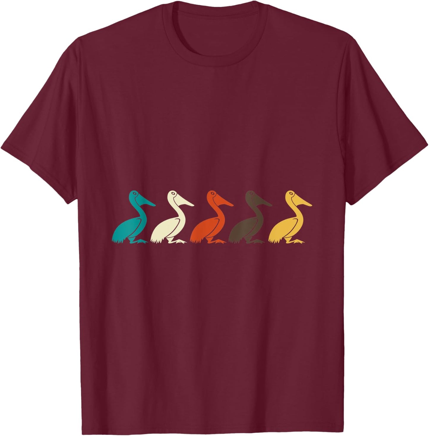 Retro Animals Pelican T-Shirt - T-Shirt | Maroon