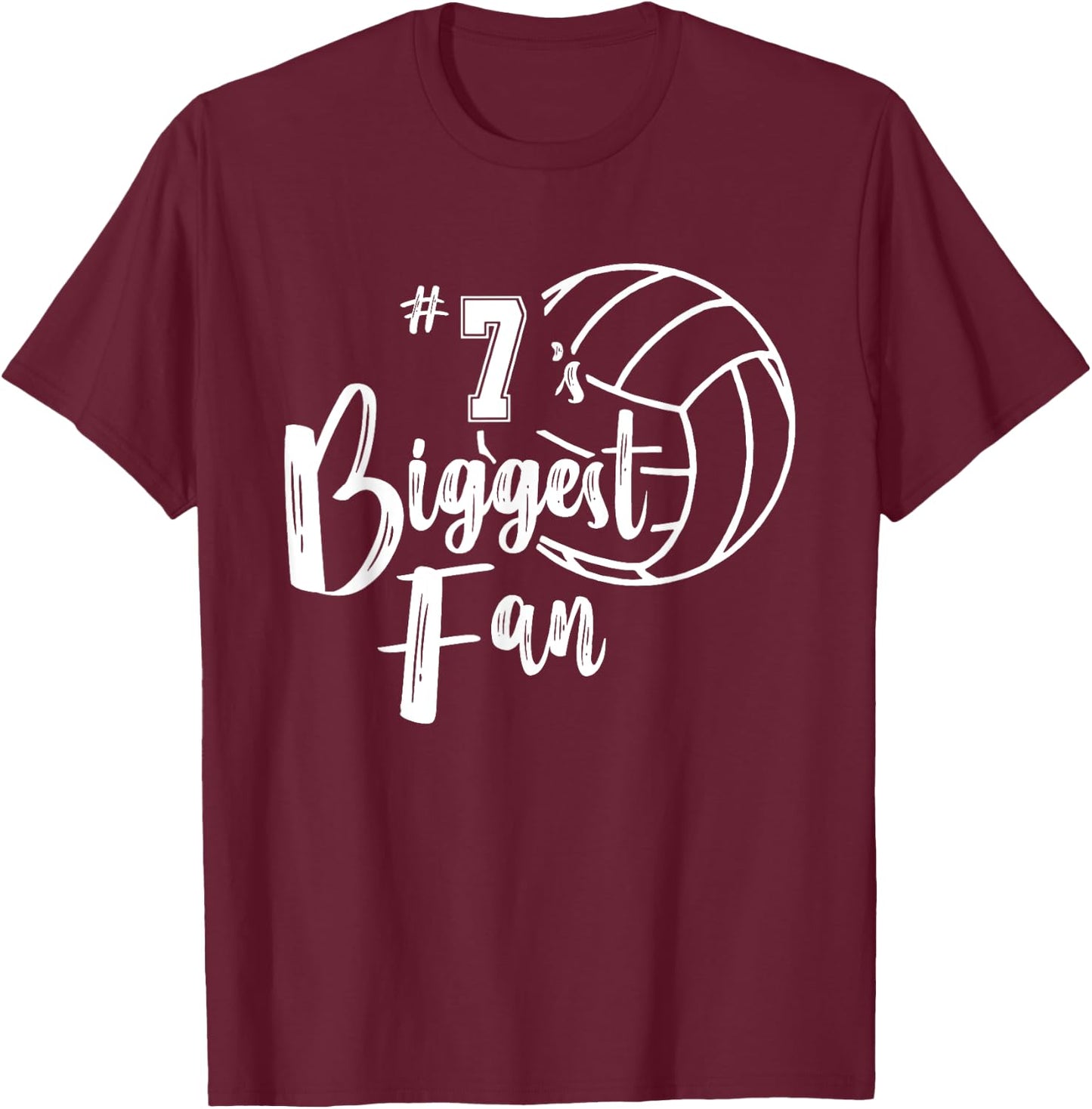Seven 7 Biggest Fan Shirt Volleyball Mom Volleyball Dad T-Shirt - T-Shirt | Maroon
