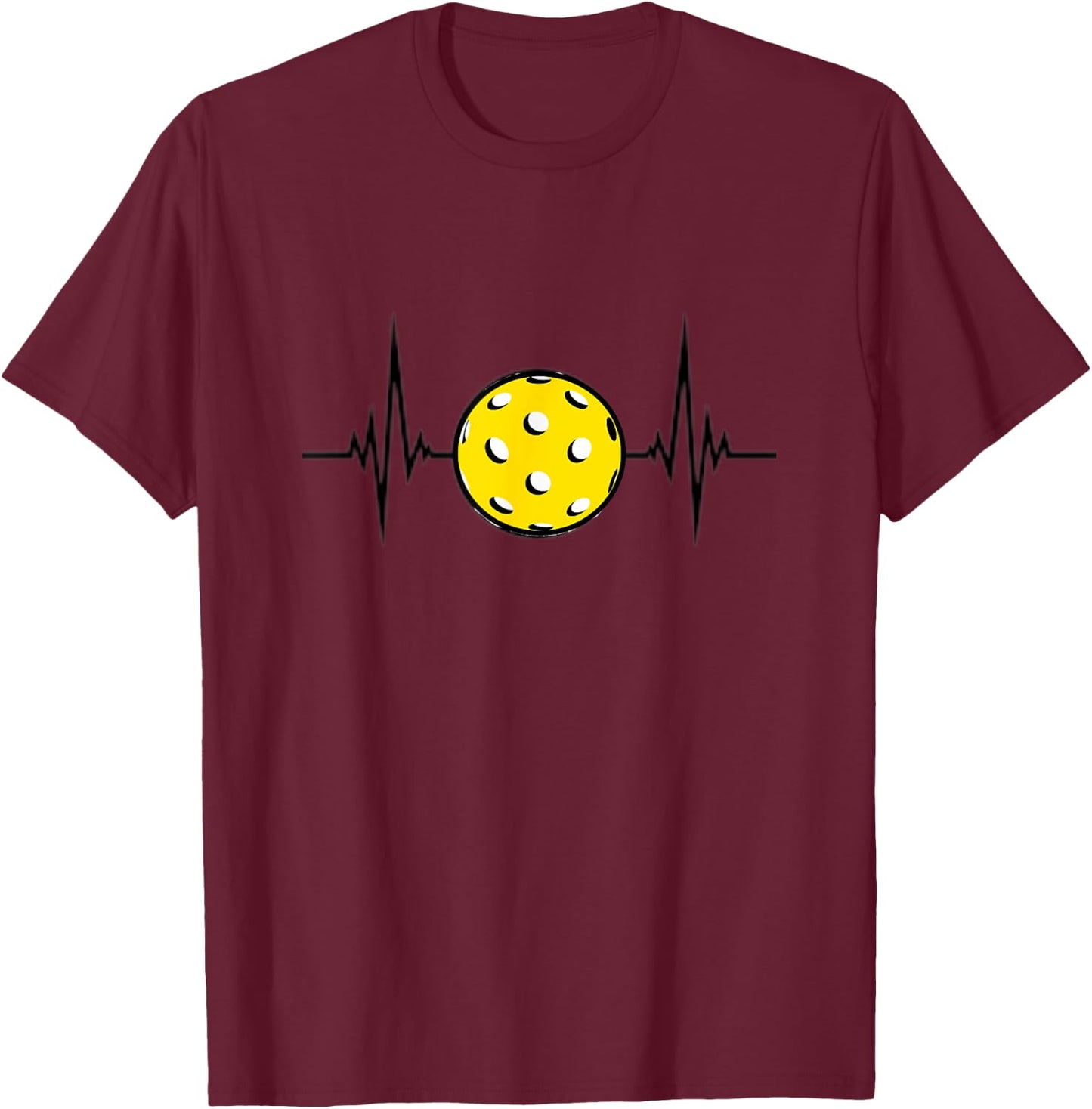 Pickleball is life - heartbeat with Pickleball - funny T-Shirt - T-Shirt | Maroon