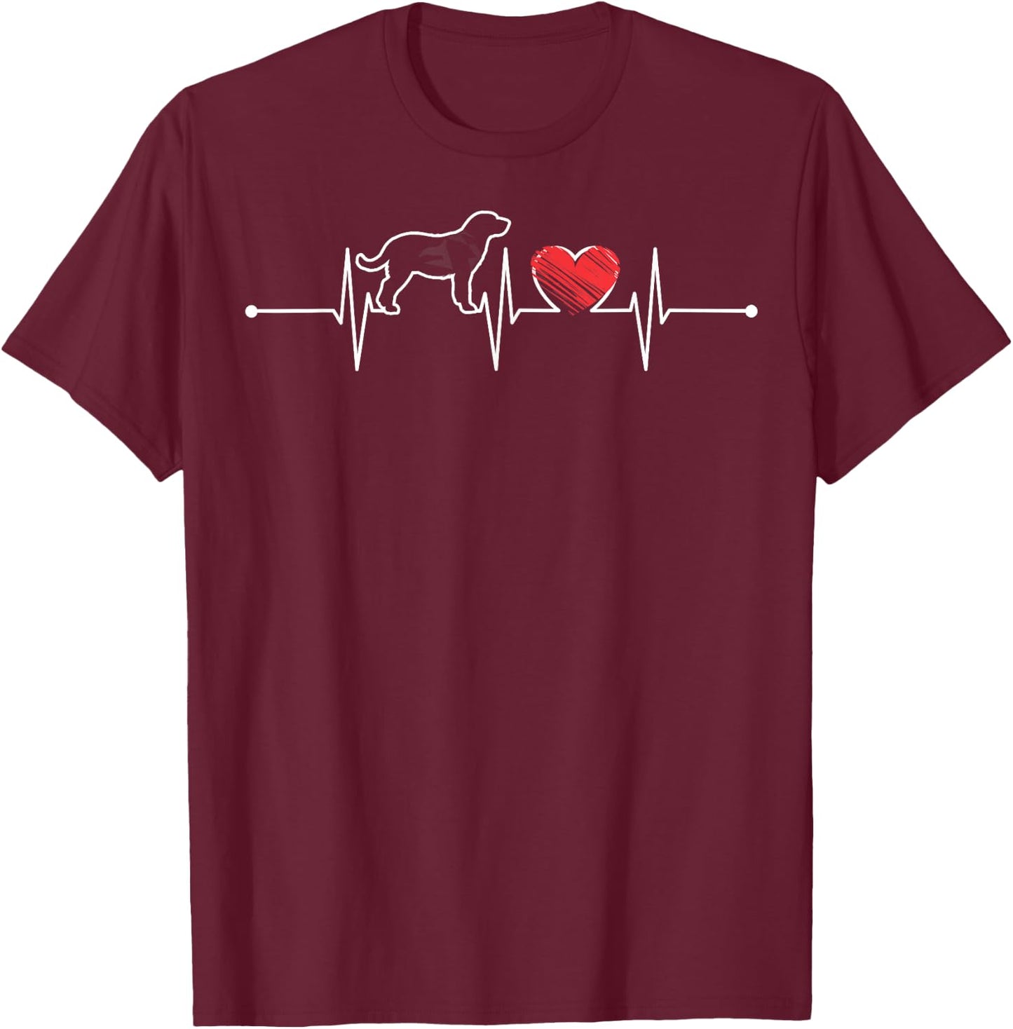 Labrador Retriever Heartbeat Gift EKG Pet Dog Lover Funny T-Shirt - T-Shirt | Maroon