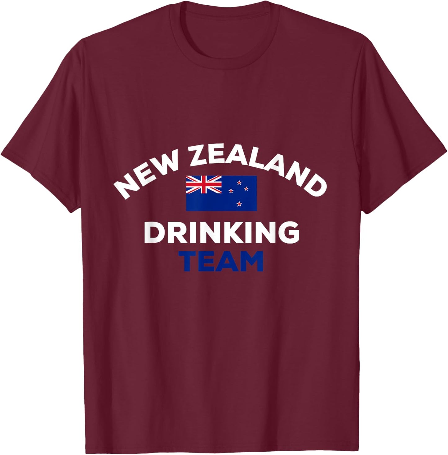 New Zealand Drinking Team Flag Funny Beer Party T-Shirt - T-Shirt | Maroon
