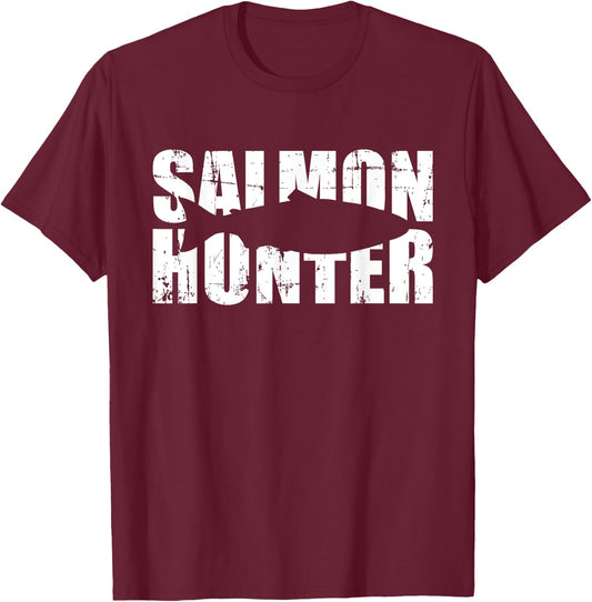 Salmon Hunter Fishing T-Shirt - T-Shirt | Maroon