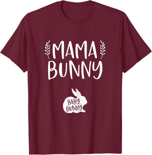 Easter Pregnancy Announcement Shirt Mama Bunny Baby Reveal T-Shirt - T-Shirt | Maroon