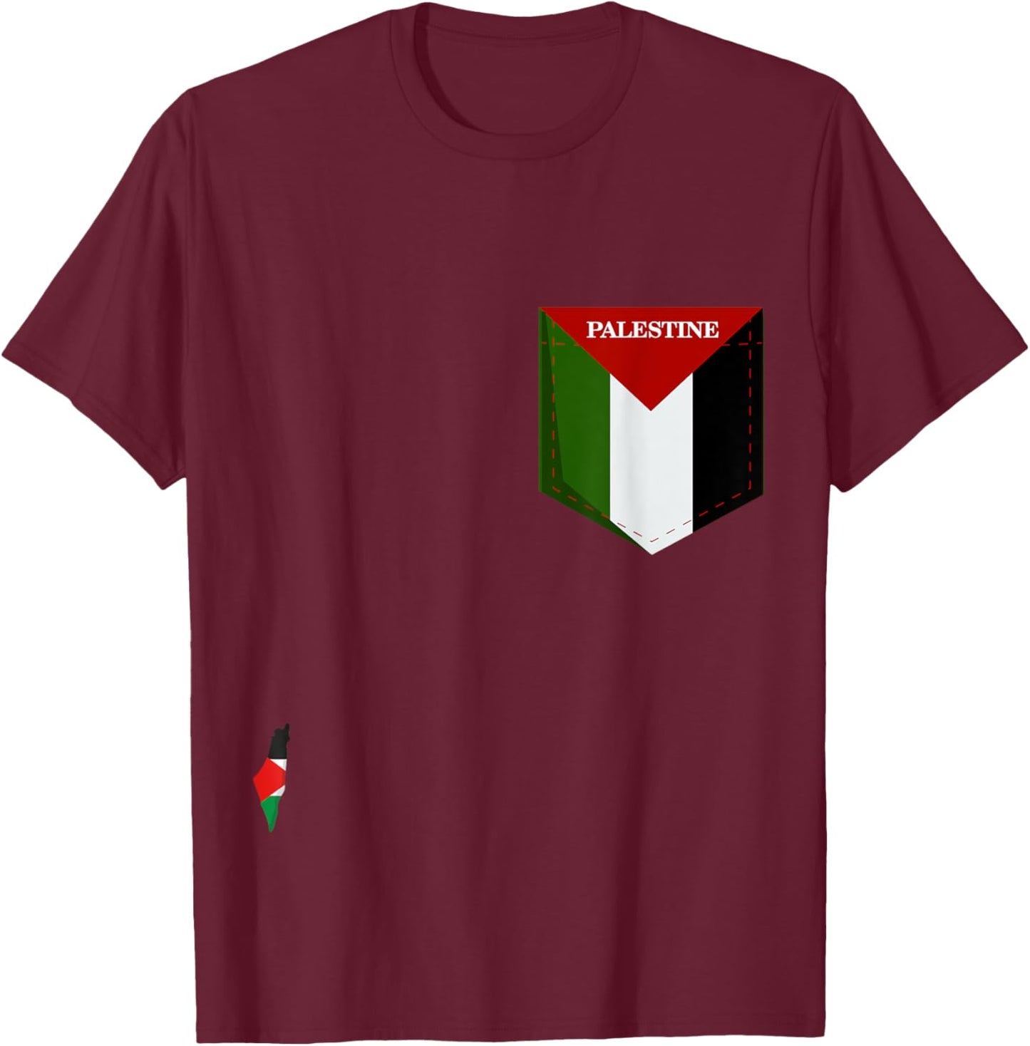 Cool Palestine Flag in the Pocket, I Love Palestine Graphic T-Shirt - T-Shirt | Maroon