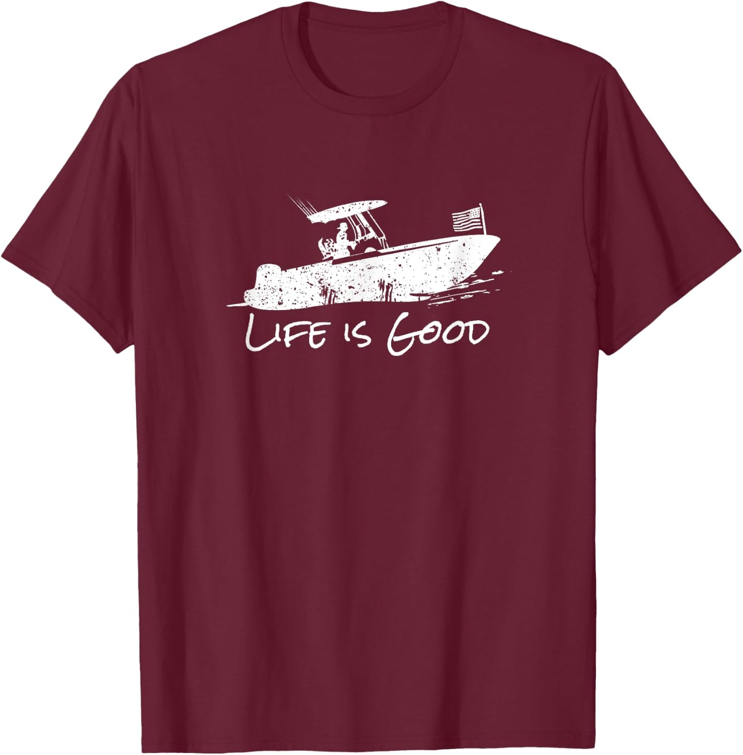 Center Console, Boating, Fishing Boat, Pontoon, TriToon T-Shirt - T-Shirt | Maroon