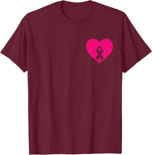 Heart Pink Breast Cancer Awareness Women Warrior T-Shirt - T-Shirt | Maroon