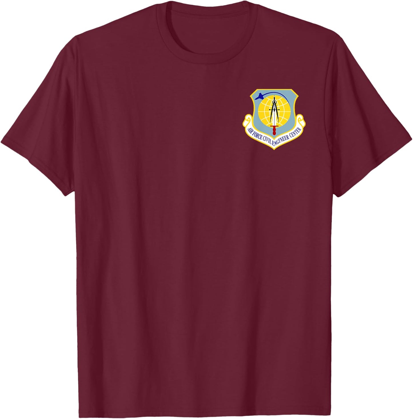 Air Force Civil Engineer Center Military Veteran Patch T-Shirt - T-Shirt | Maroon