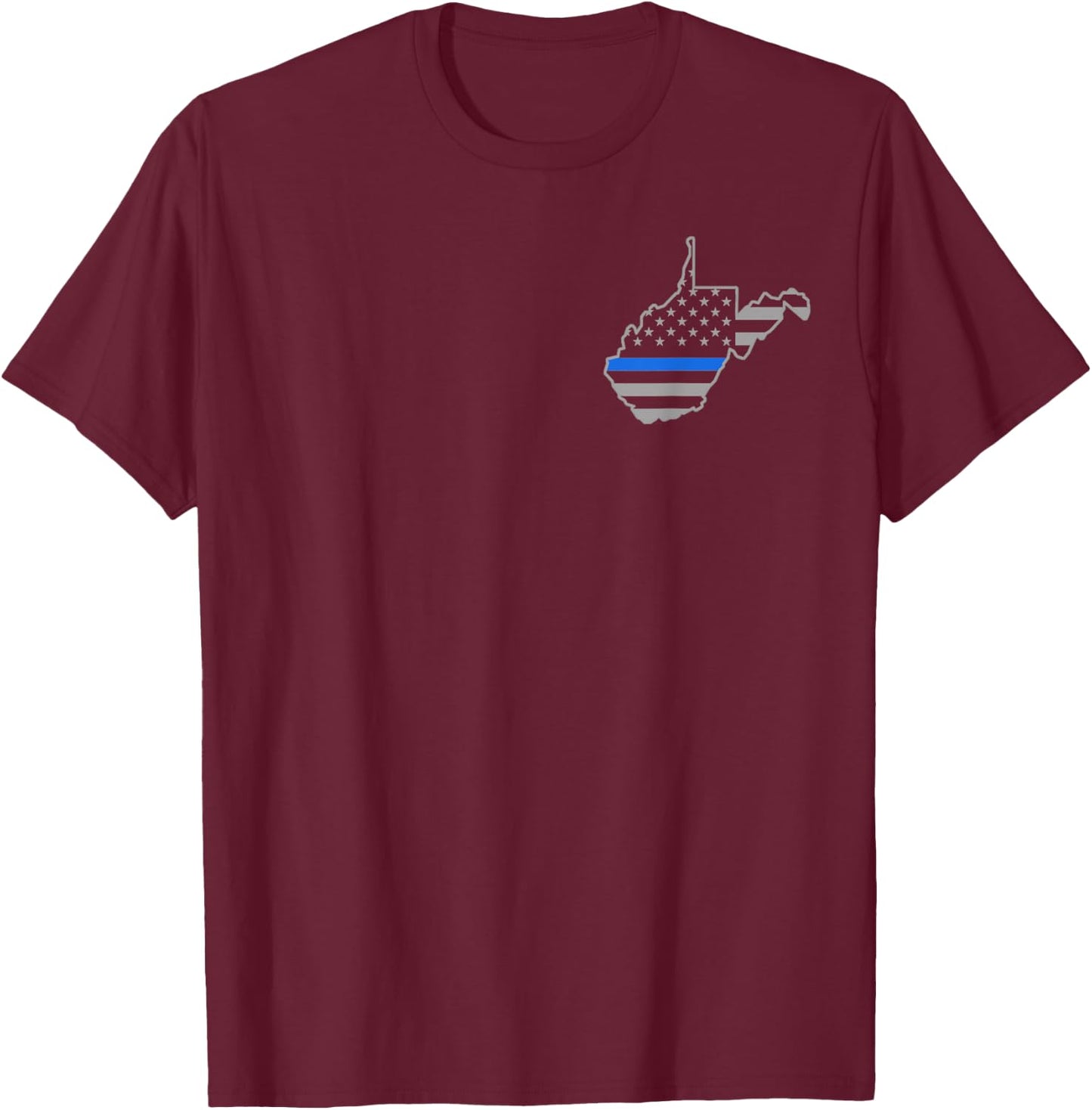 West Virginia US Thin Blue Line Flag Police Officer Cop T-Shirt - T-Shirt | Maroon