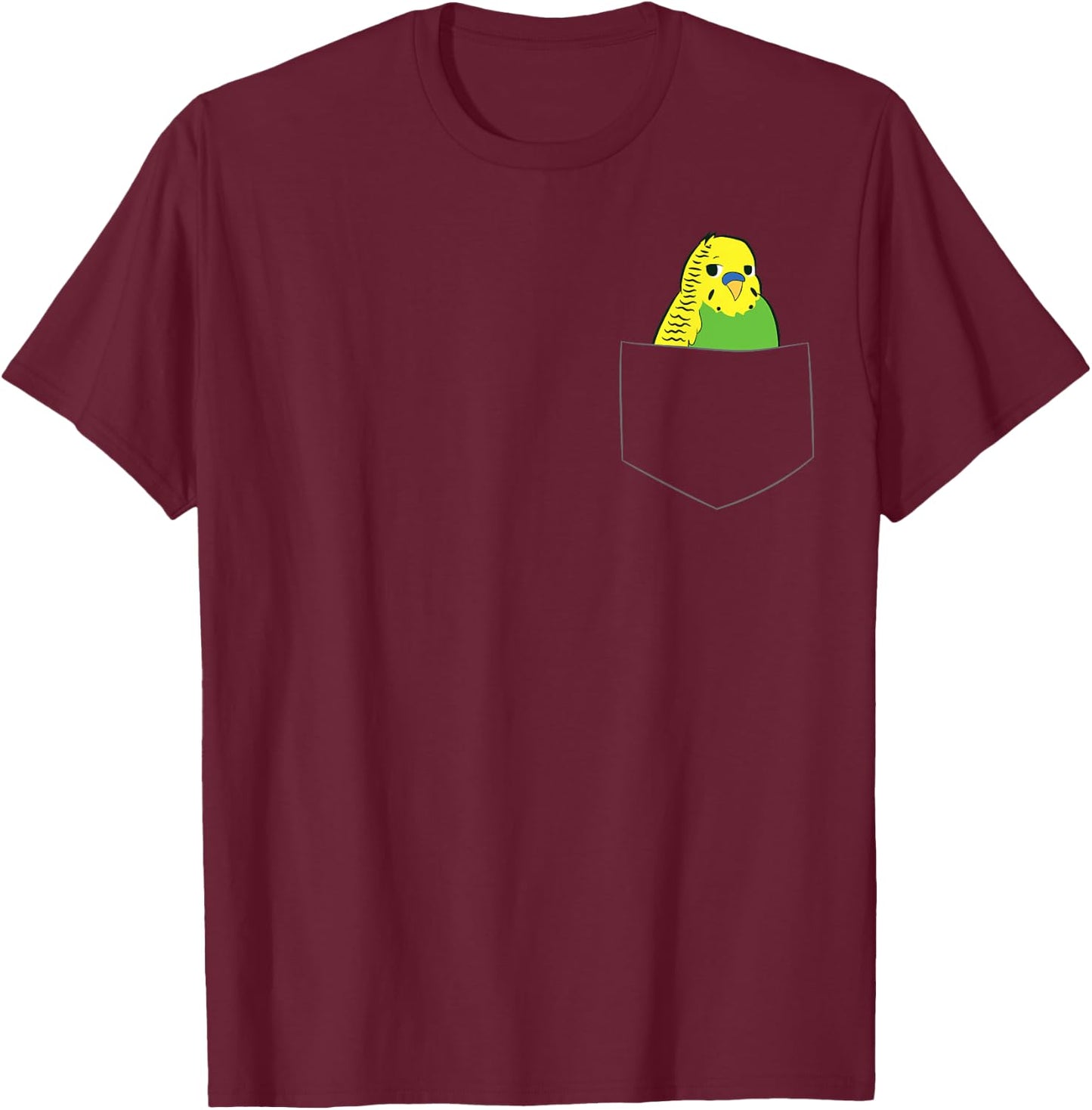 Cute Parakeet In Pocket Budgie Bird In Pocket Budgerigar T-Shirt - T-Shirt | Maroon