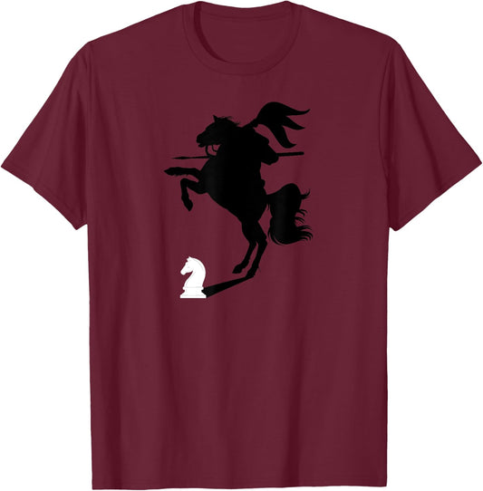 Chess Knight With Shadow of Knight on a Horse Chess Lover T-Shirt - T-Shirt | Maroon