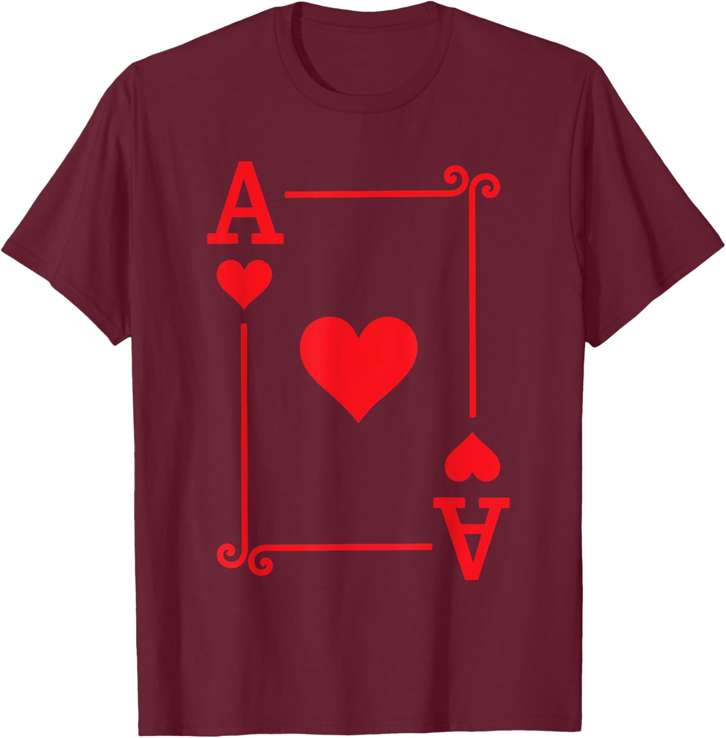 Playing Card Costume & Gifts - Ace Card Hearts Suit - Black, Small - -Kids T-Shirt - T-Shirt | Maroon