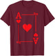 Playing Card Costume & Gifts - Ace Card Hearts Suit - Black, Small - -Kids T-Shirt - T-Shirt | Maroon
