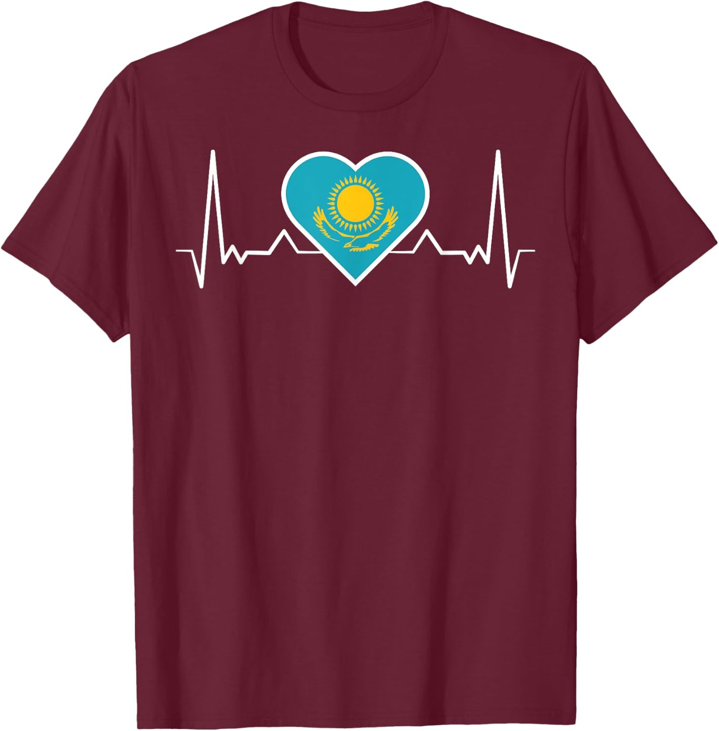 Republic of Kazakhstan Kazakhstan Kazakh Flag Horse T-Shirt - T-Shirt | Maroon