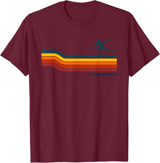 Ultimate Frisbee Retro Color Lines T-Shirt - T-Shirt | Maroon