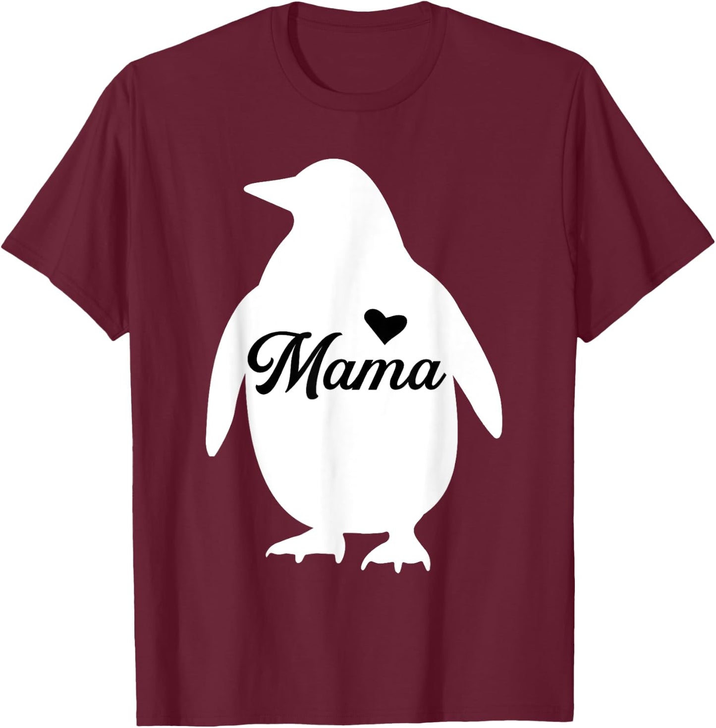 Mama Penguin T-Shirt - T-Shirt | Maroon