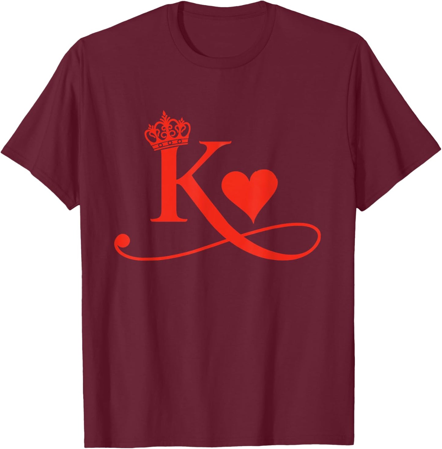 King & Queen of Hearts Matching Couple Saint Valentine's Day T-Shirt - T-Shirt | Maroon