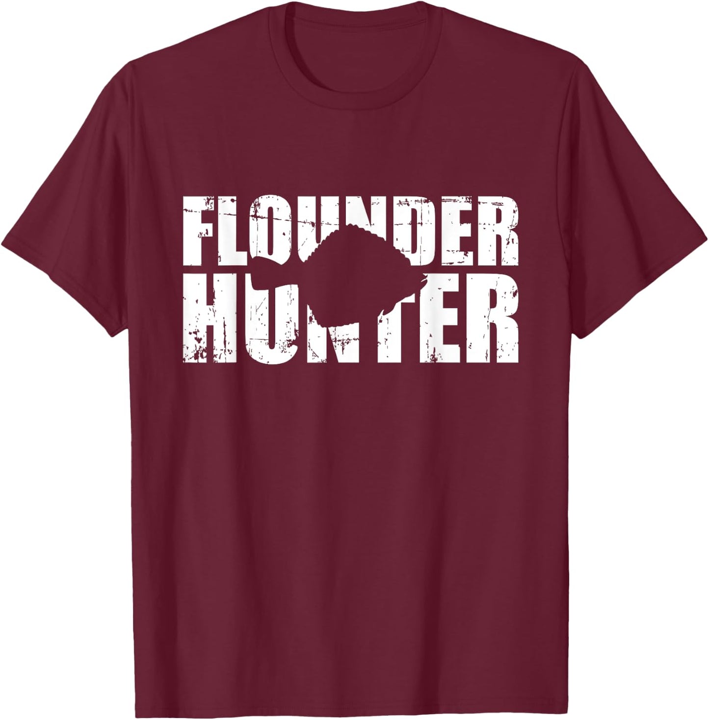 Flounder Hunter Fishing T-Shirt - T-Shirt | Maroon