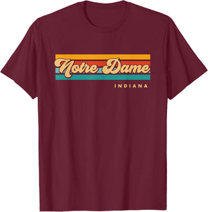 Vintage Sunset Stripes Notre Dame, Indiana T-Shirt - T-Shirt | Maroon