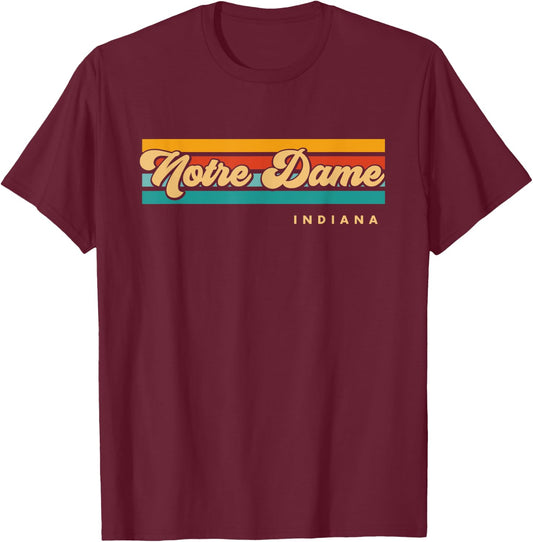 Vintage Sunset Stripes Notre Dame, Indiana T-Shirt - T-Shirt | Maroon