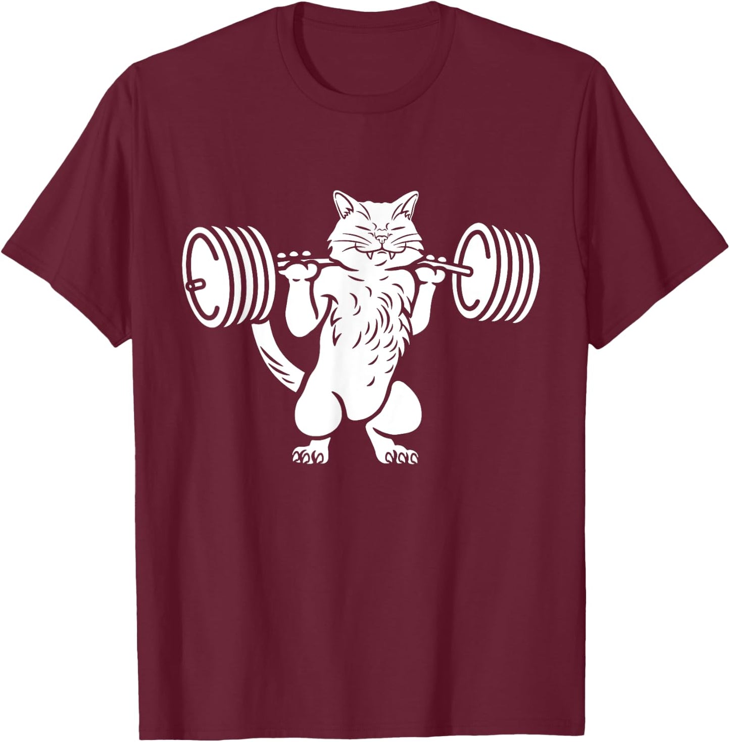 Squat Cat Gift Power Squat Bodybuilder T-Shirt - T-Shirt | Maroon