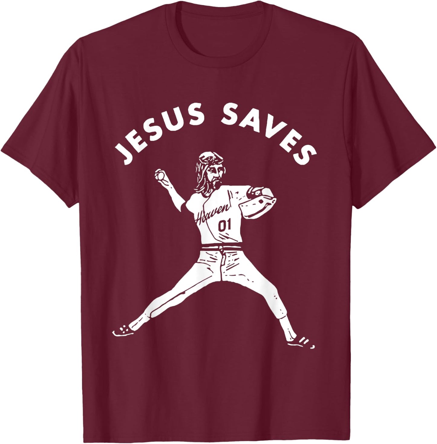 Jesus Saves Religious Christian Faith Baseball Shirt T-Shirt - T-Shirt | Maroon