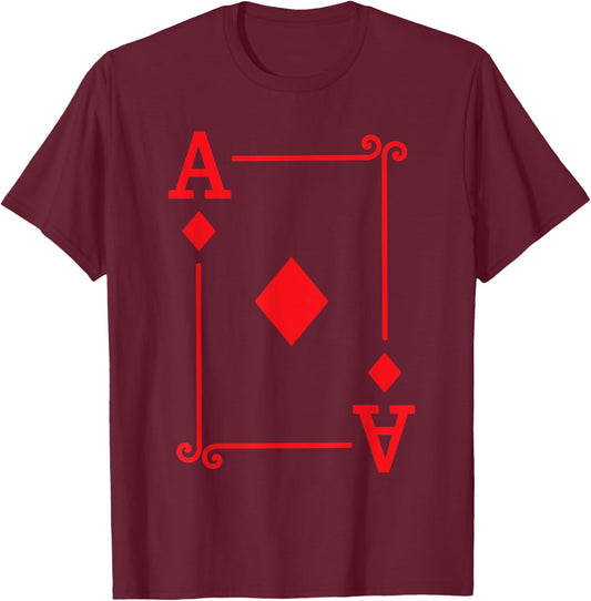 Playing Cards - Matching Diamonds Card Suits - Ace Card T-Shirt - T-Shirt | Maroon