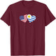 USA Uruguay Flag T Shirt Hearts Uruguayan American Love Gift T-Shirt - T-Shirt | Maroon