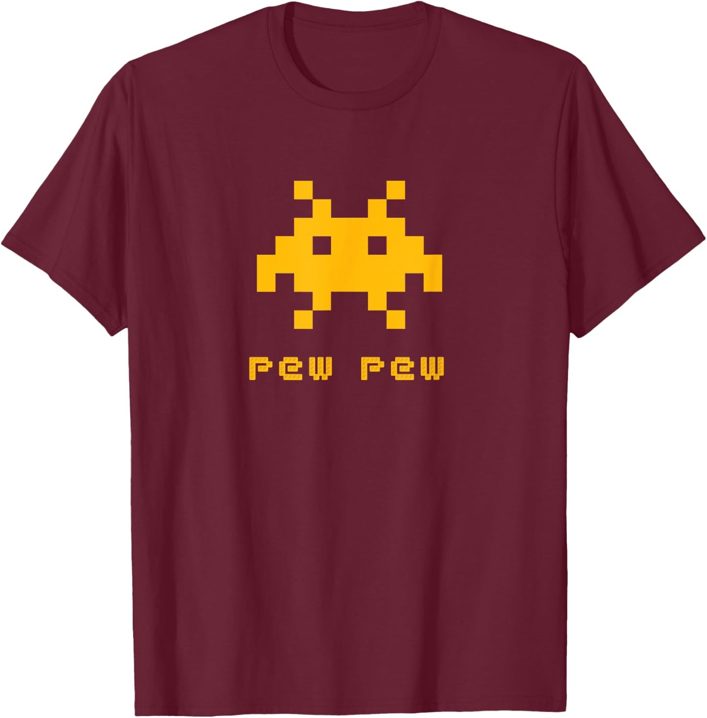 Alien Invaders Pew Pew Space 8-bit Retro Video Game Gift T-Shirt - T-Shirt | Maroon