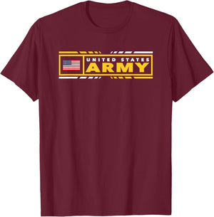 Army United States Military Zone Black Officially Licensed T-Shirt - T-Shirt | Maroon