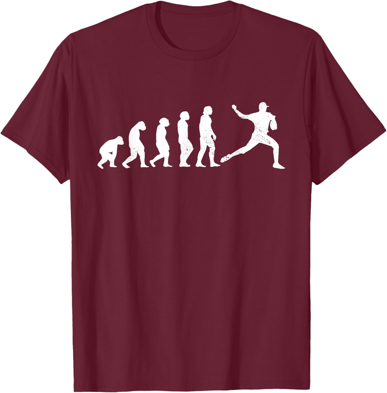 Pitcher Evolution Hobby Profession Monkey Ape Baseball T-Shirt - T-Shirt | Maroon