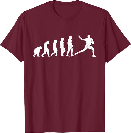 Pitcher Evolution Hobby Profession Monkey Ape Baseball T-Shirt - T-Shirt | Maroon