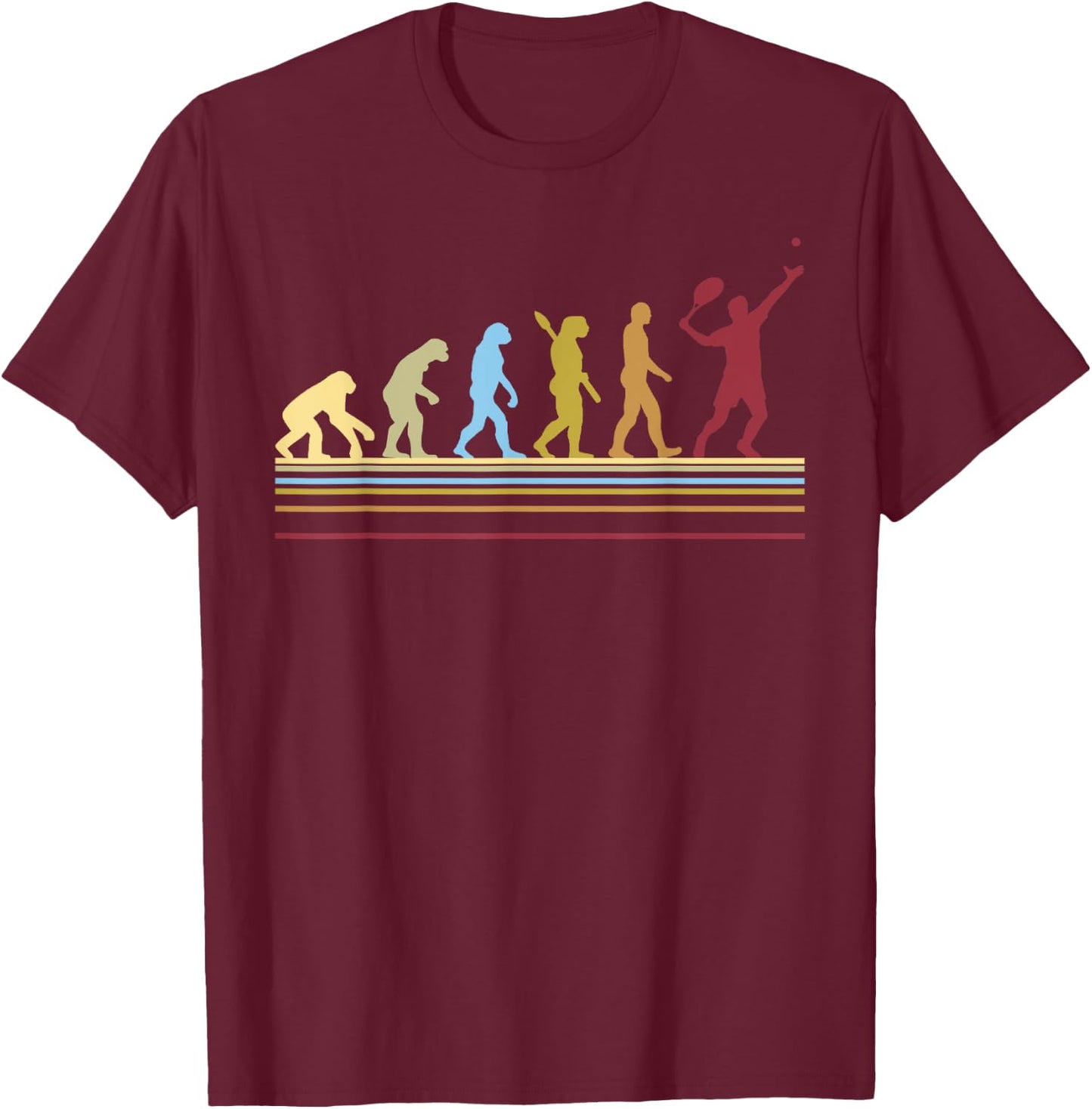Tennis Player Retro Sport Evolution T-Shirt - T-Shirt | Maroon
