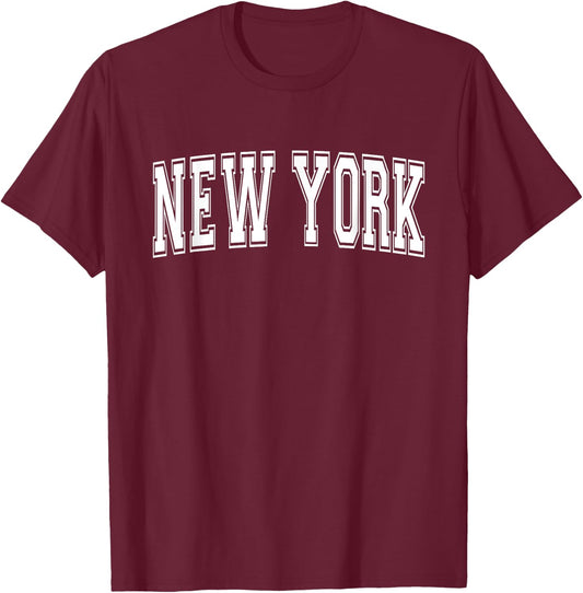 NEW YORK NY NEW YORK USA Vintage Sports Varsity Style T-Shirt - T-Shirt | Maroon