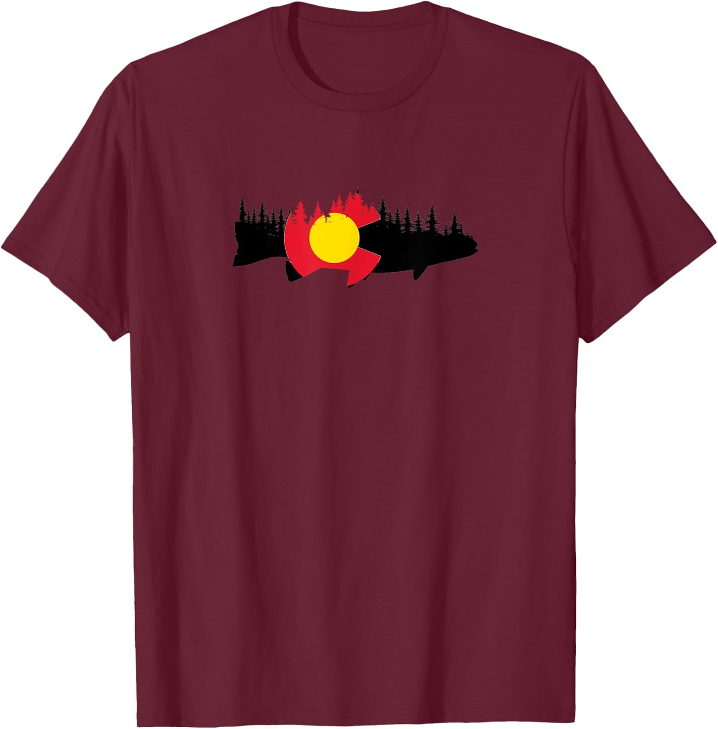 Colorado Fishing Graphic Design T-Shirt - T-Shirt | Maroon